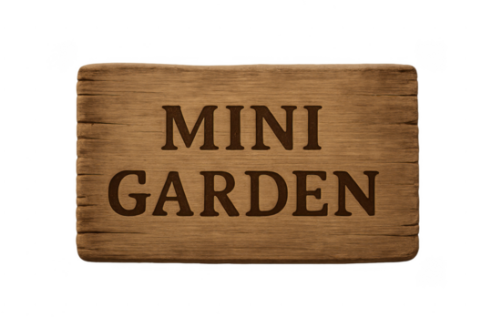 Mini garden wooden sign with carved text