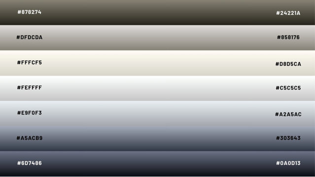 a combination of two color palettes with a combination of colors from dark to light with a code once - gray