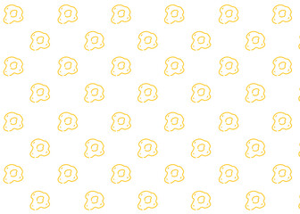 Seamless pattern of fried eggs in doodle line art style, yellow and white minimalist design. Perfect for backgrounds, fabric design, breakfast-themed projects, or food packaging.