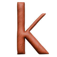 Lowercase 3D Render Alphabet Hand-Carved Wood Grain Accent
