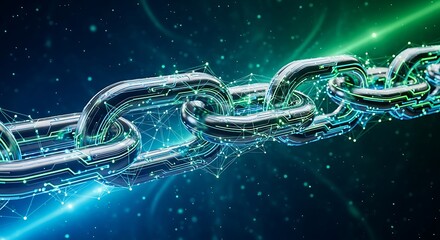 Digital Blockchain Chain Connection - Futuristic Technology Concept.