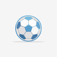 Obraz premium Abstract geometric soccer ball icon with blue accents, a modern and stylized representation