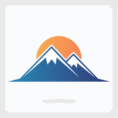 Abstract mountain range silhouette at sunset with gradient, simple and bold design