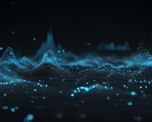 Abstract Data Visualization With Glowing Blue Lines And Points