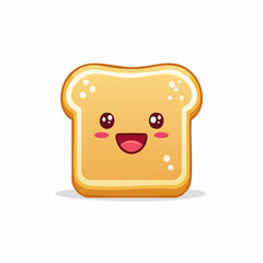 Adorable cartoon toast illustration radiating positivity and cheerful breakfast vibes