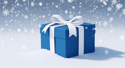 blue gift box with ribbon