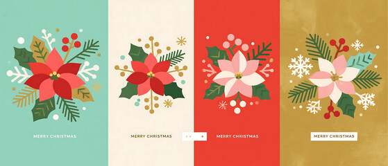 Elegant Christmas Card Set with Gold Accents | Luxury Holiday Greeting Template 