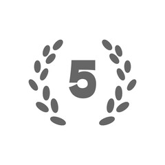 Fifth place award icon with laurel wreath for ranking and competition／順位や成果を表す5位メダルアイコン