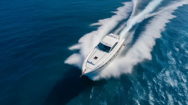 Luxury speedboat cruising through clear blue waters for thrilling summer adventures