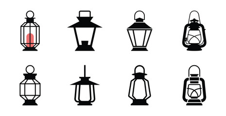 Collection of diverse vintage lantern silhouettes