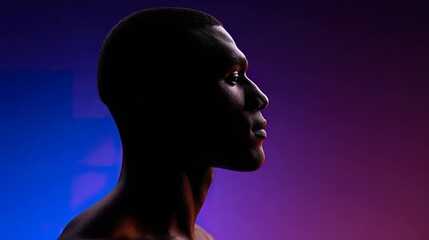 Obraz premium Profile silhouette portrait with gradient background