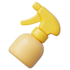 Yellow plastic spray bottle for hair styling