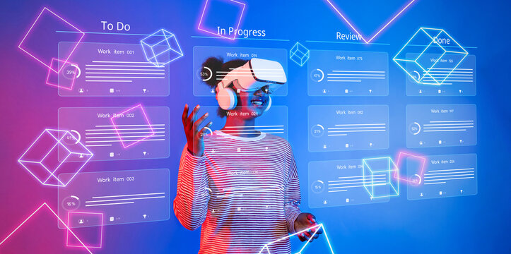 Explore the future of project management in a business office setting, utilizing virtual reality for task tracking, agile planning, and enhanced team collaboration. XDMCP