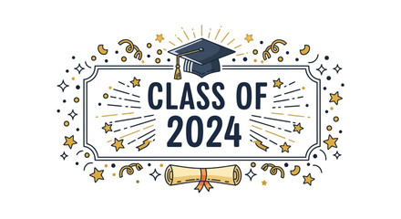 Commemorative Graduation Badge Design for the Class of 2024 Celebration Festive