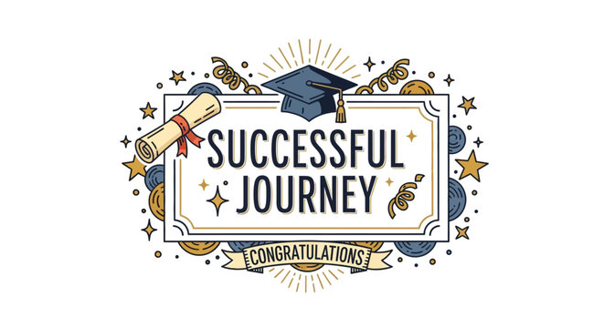 Graduation achievement celebration banner with academic success message