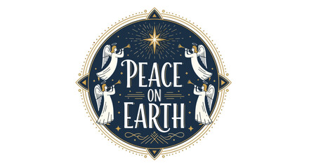 Celestial Harmony: "Peace on Earth" with Angels and a Radiant Star Design