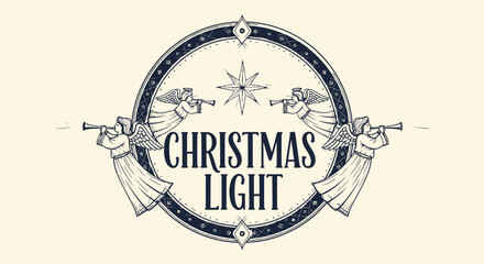 Vintage Christmas Light design with musical angels and a guiding star