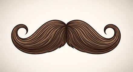 Classic Brown Handlebar Mustache Vector Illustration
