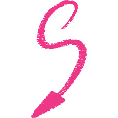 Vibrant Pink Brush Stroke Arrow Pointing Downward on a Clean White Background with Textured Detail Minimalist Graphic Element Abstract Art