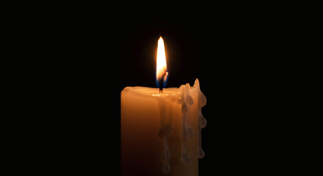 Warm, glowing candle flame melts wax elegantly, creating a serene and tranquil atmosphere for reflection and relaxation.