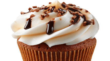 Birthday cupcake with candle on light grey table against blurred lights. Space for text
