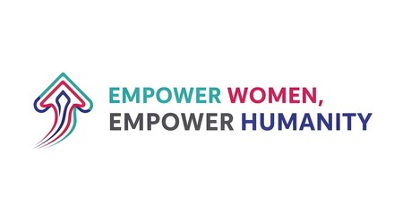 An empowering graphic with the message Empower Women, Empower Humanity displayed, promoting equality and solidarity