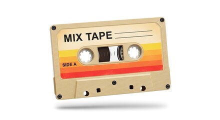 Obraz premium A retro mix tape cassette. The design features a colorful gradient of orange, yellow, and red