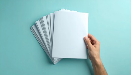 Obraz premium A hand holding several sheets of blank white paper