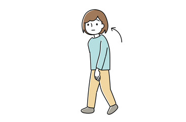 猫背で歩く女性