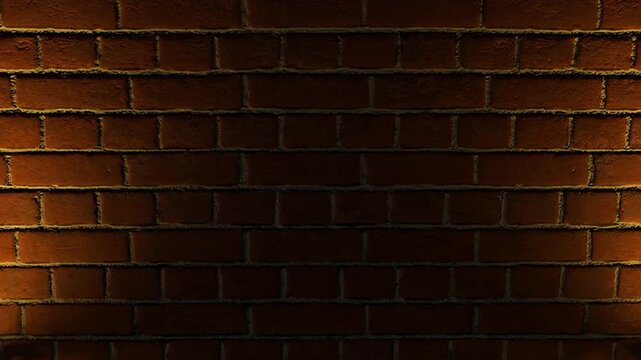 Animation of brick wall lighting effects moving from the side