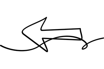 Left arrow illustration with continuous line design. Interesting abstract line design.