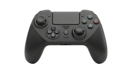 Black gaming controller with buttons and joysticks for playing games.