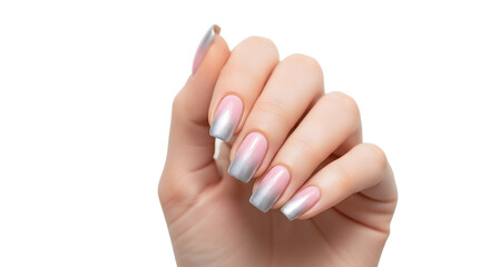 Close up of a womans hand with manicured nails.