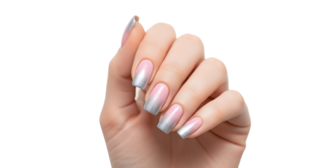 Close up of a womans hand with manicured nails.