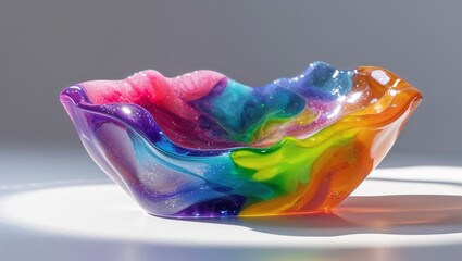 colorful resin opened on a white background