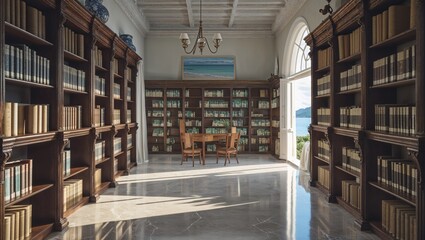 Obraz premium coastal library room