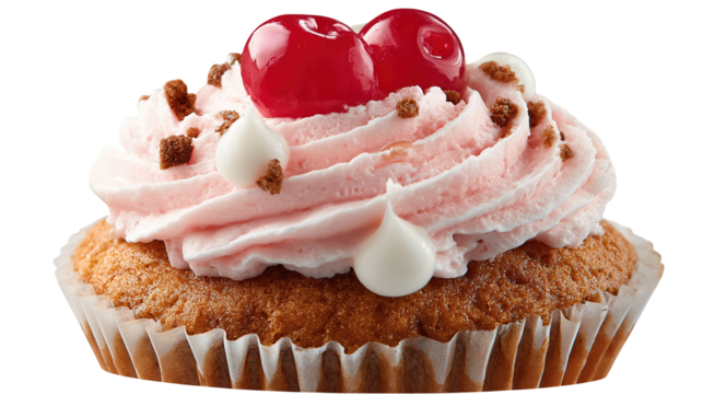 Birthday cupcake with candle on light grey table against blurred lights. Space for text