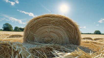 clean hay bale on a white background