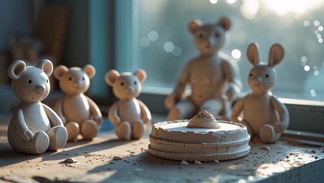 clay sculpting set on a seamless white surface