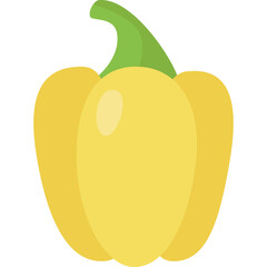 Yellow Bell Pepper With Green Stem Isolated on Transparent Background Healthy Vegetable Food Ingredient