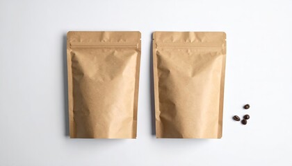 Standing Empty design Pouch Bag Mockup on white isolated  with clipping path.