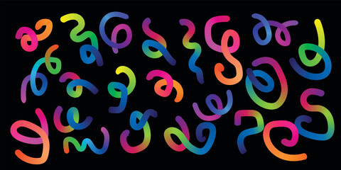 A vibrant neon color illustration of alphabet letters and numbers forms a colorful love symbol design