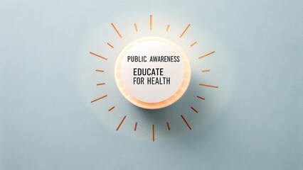 Public awareness initiative promoting education for health improvement with bright circular design concept on soft blue background