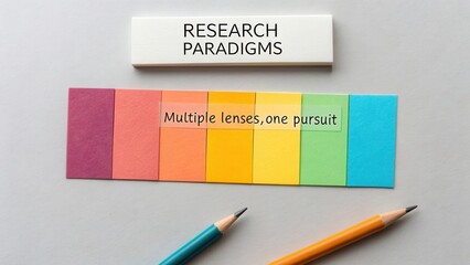 Research Paradigms and The Journey of Knowledge with Colorful Paper Swatches and Pencils for Academic Concept Exploration