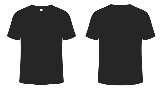 Essential black T-shirt template with front and back views for clothing design mockups, perfect for your online store or apparel brand catalog