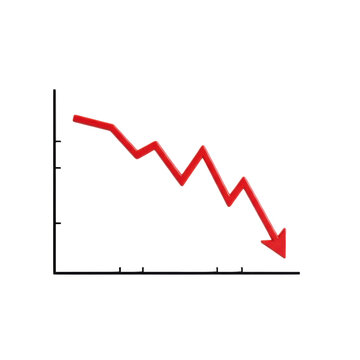 Dramatic Red Arrow Displaying Steep Economic Decline, Suggesting Financial Crisis or Loss