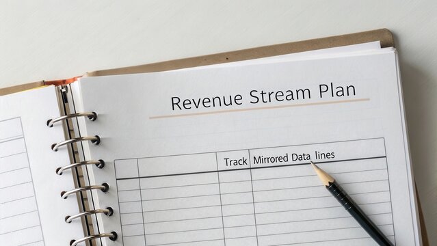 Revenue Stream Plan Document with Blank Table for Tracking Data and Financial Insights on a Clean Background