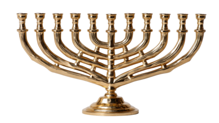 This product is a Hanukkah menorah on white background 
