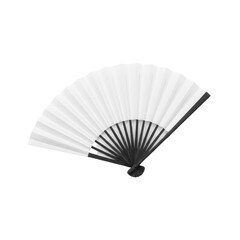 Elegant white folding fan with black accents, a symbol of style and tradition on display