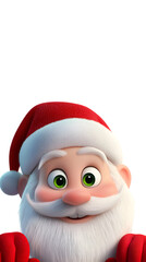 A joyful Santa Claus character smiling warmly, wearing a classic red hat and fluffy white beard, perfect for Christmas cards, holiday marketing, and festive seasonal projects.